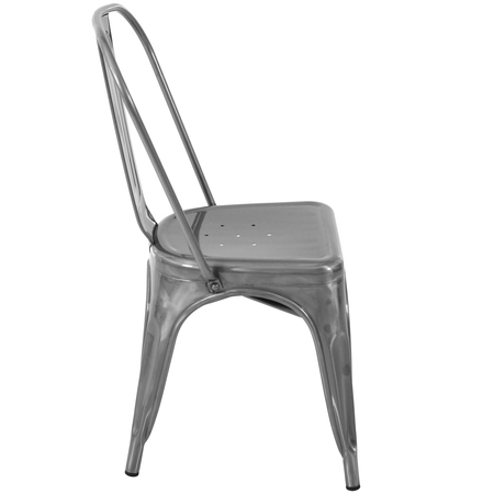 Lumisource Oregon Stackable Dining Chair in Brushed Silver, PK 2 DC-TW-OR SV2